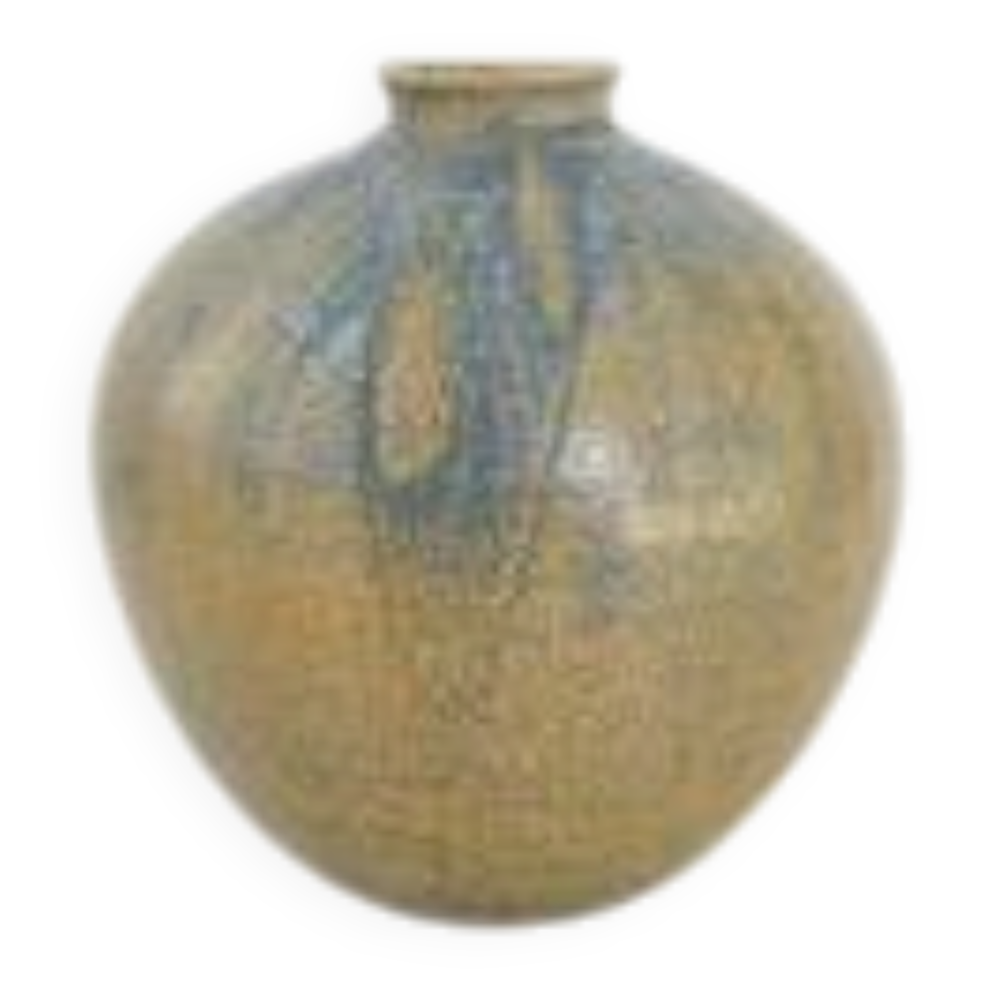 Vintage ceramic stoneware vase 1950 signed gv art deco height 23 cm diameter 22 cm