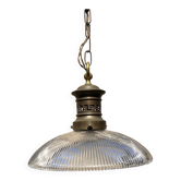 Art Deco suspension from the 1930s in glass and brass.