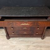 Mahogany chest of drawers with swan decoration