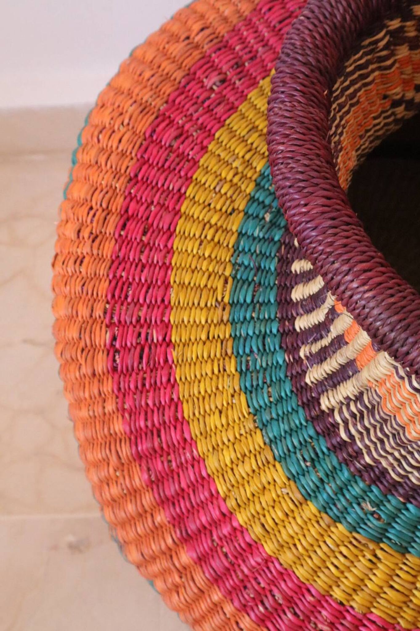 Bolga Basket African Decorative Basket Multicolor