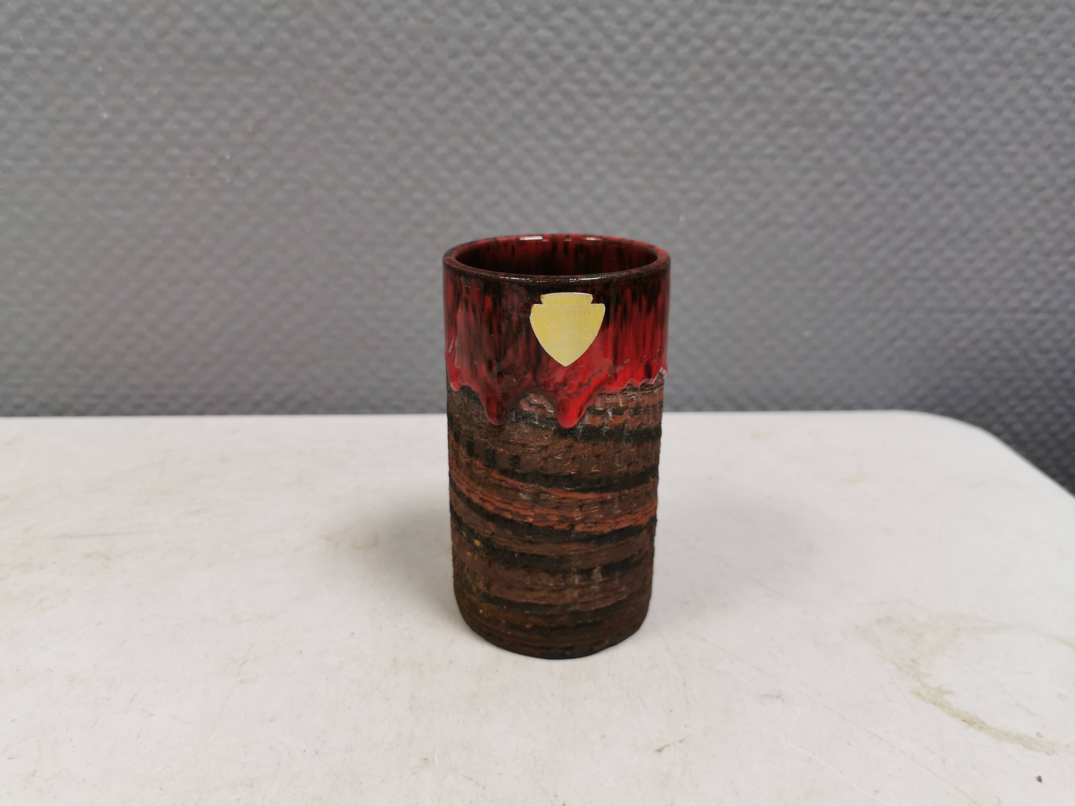 Vase with run-glaze, Denmark, 1970s. Made by Ernst Faxe
