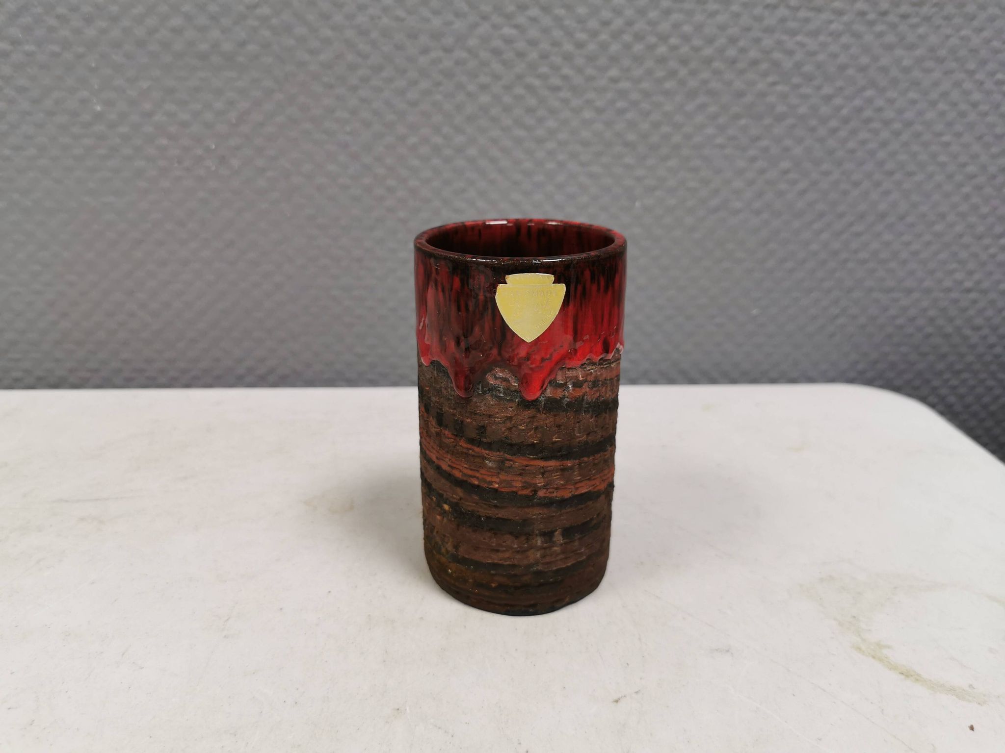 Vase with run-glaze, Denmark, 1970s. Made by Ernst Faxe