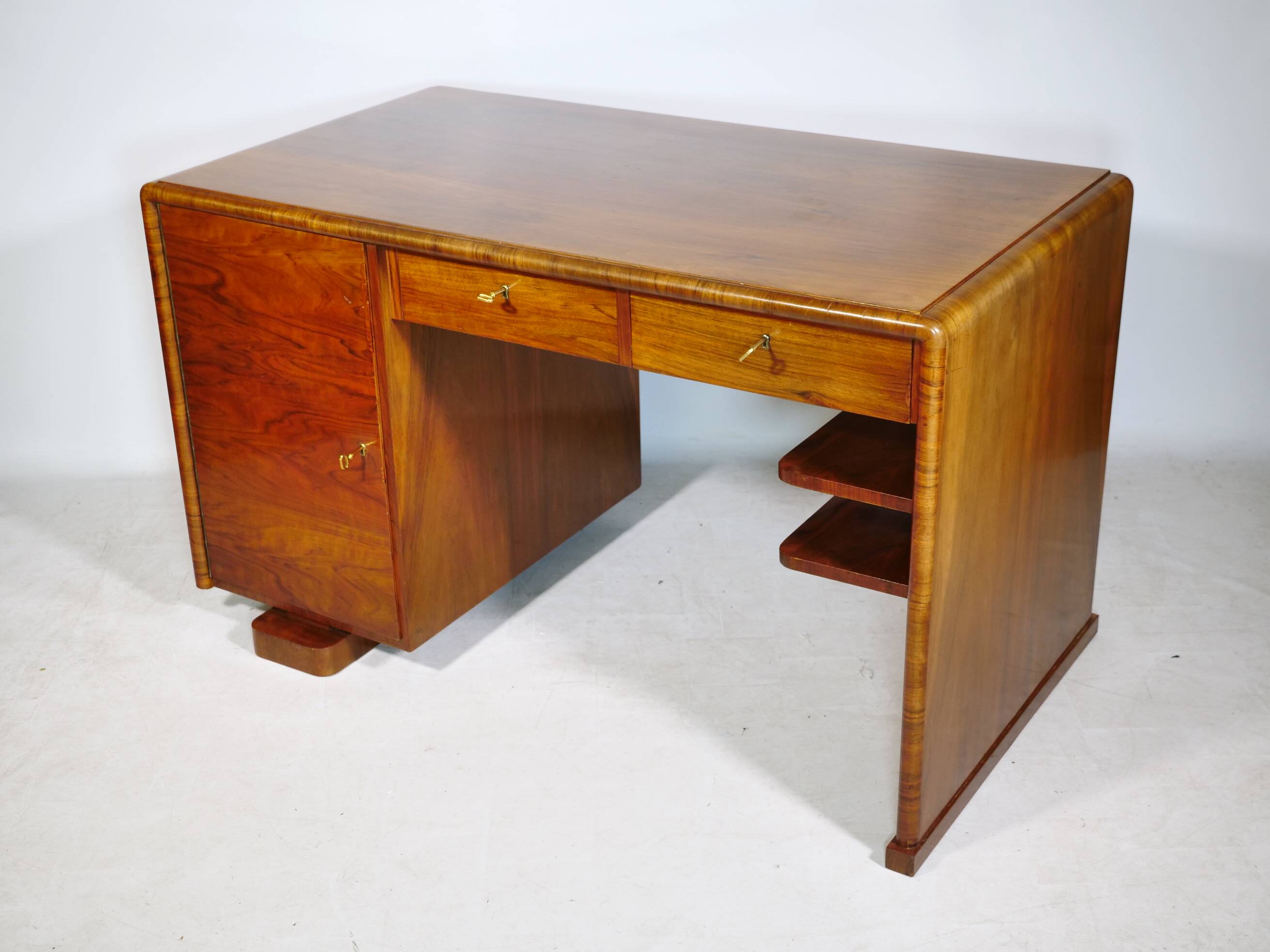 Art Deco Walnut Desk, 1920s