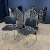Lot of 39 Matrix T.Tolleson for Krueger chairs black and chrome 70s USA