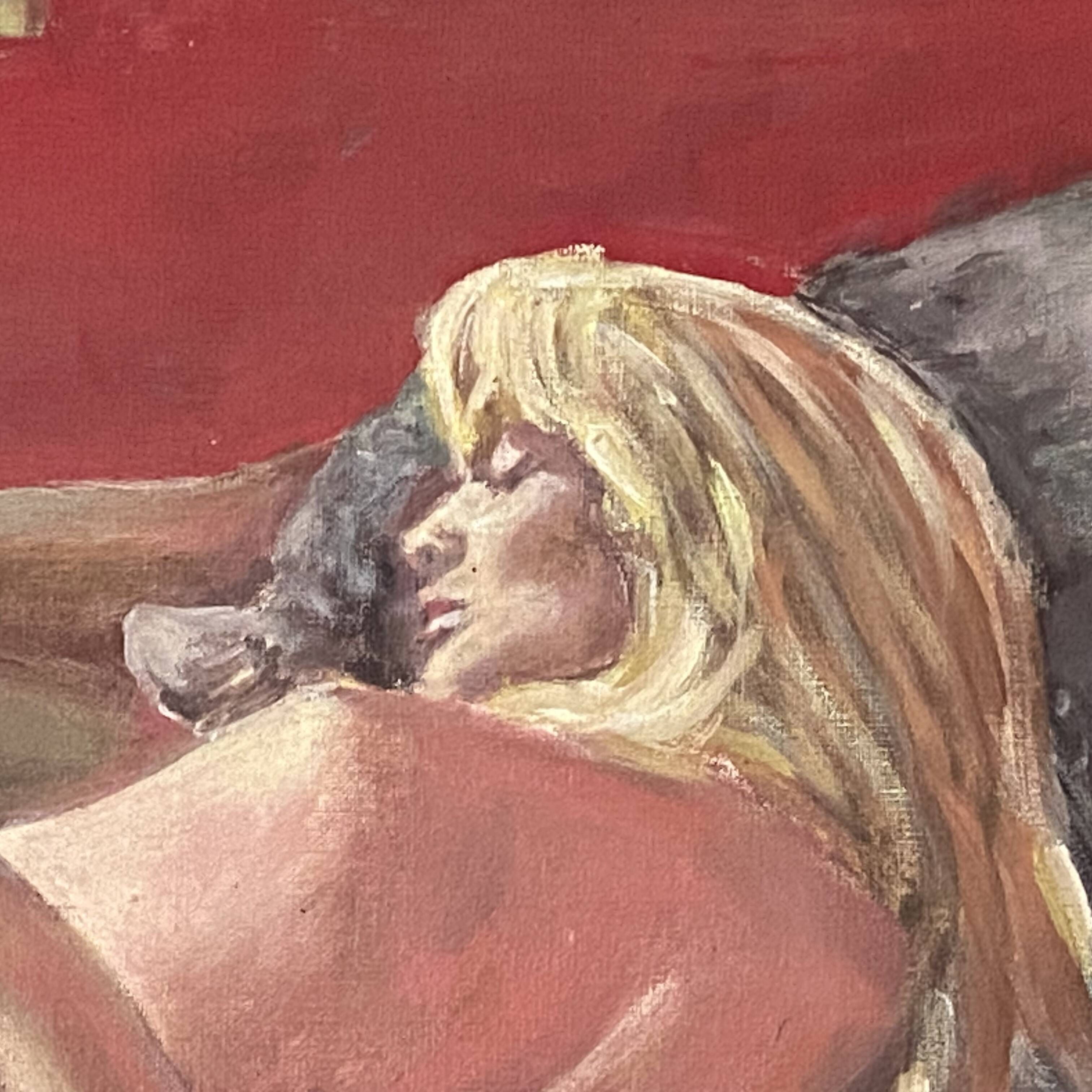 Huile sur toile 1970 Femme allongée 60x40