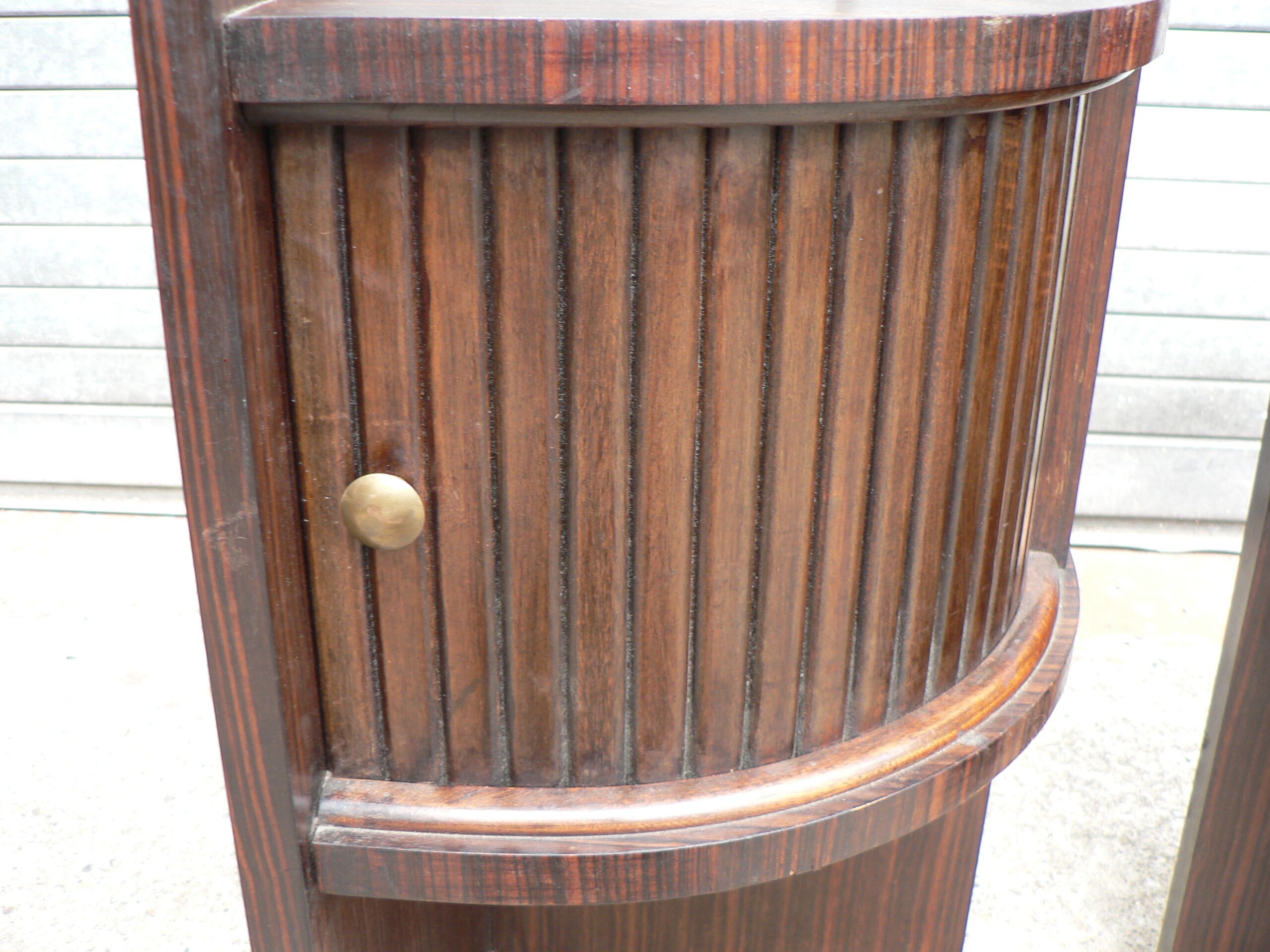 Pair of macassar art deco bedside tables