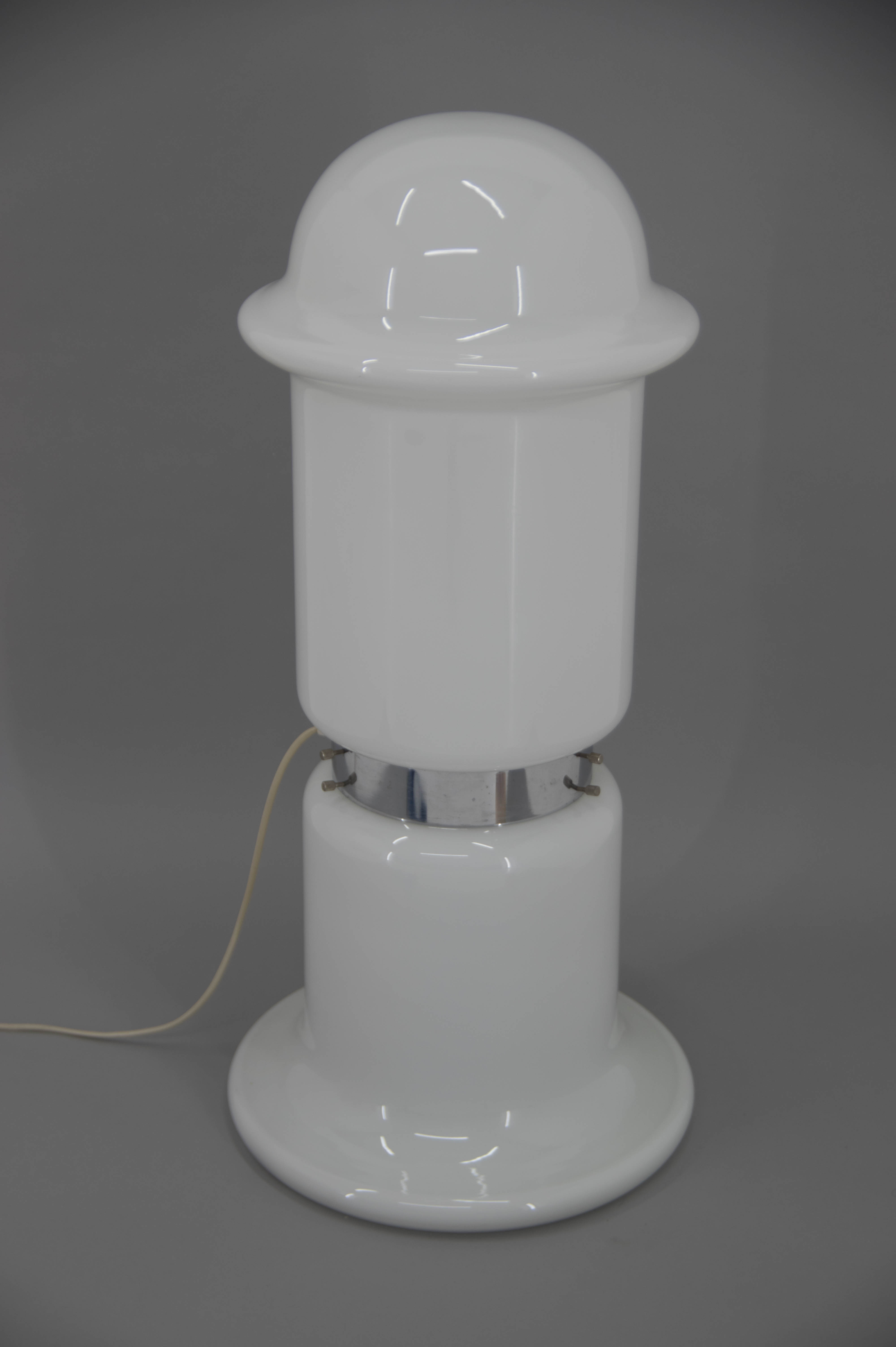 White glass floor lamp, czechoslovakia, 1970s