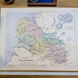 Pas-de-Calais, old map, printed in 1883.