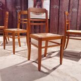 Lot of 4 chairs straw and wood