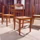 Set of 4 straw and wood chairs