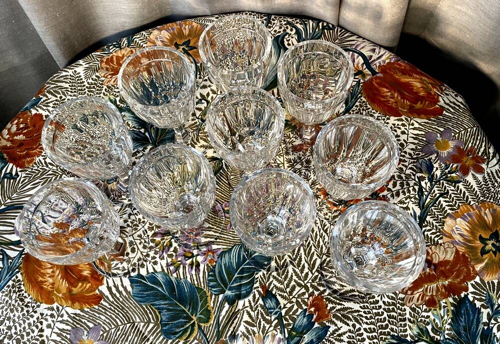 Set of 10 nancy crystal port glasses 1920s 1930s