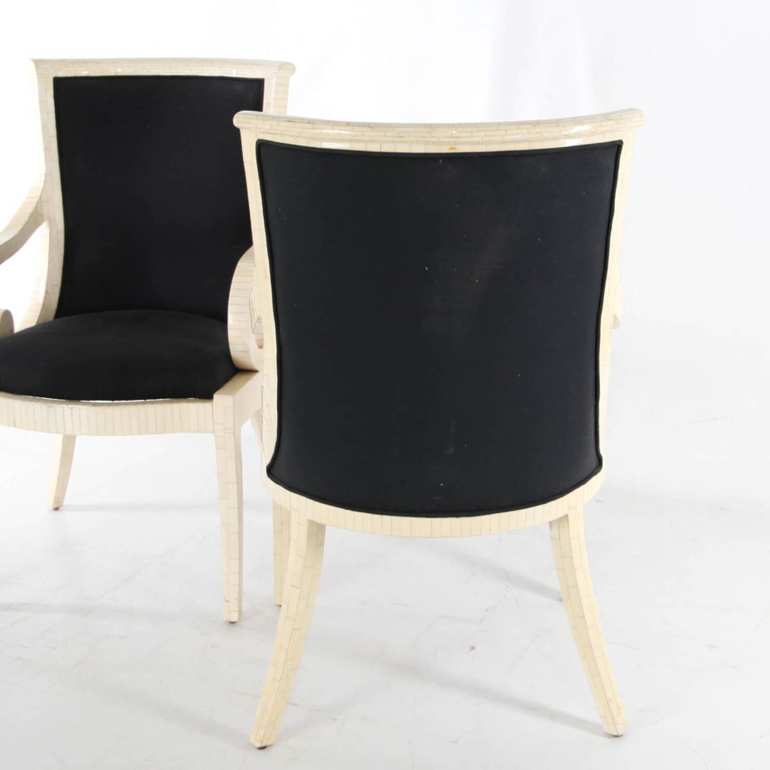 Pair of bone marquetry armchairs