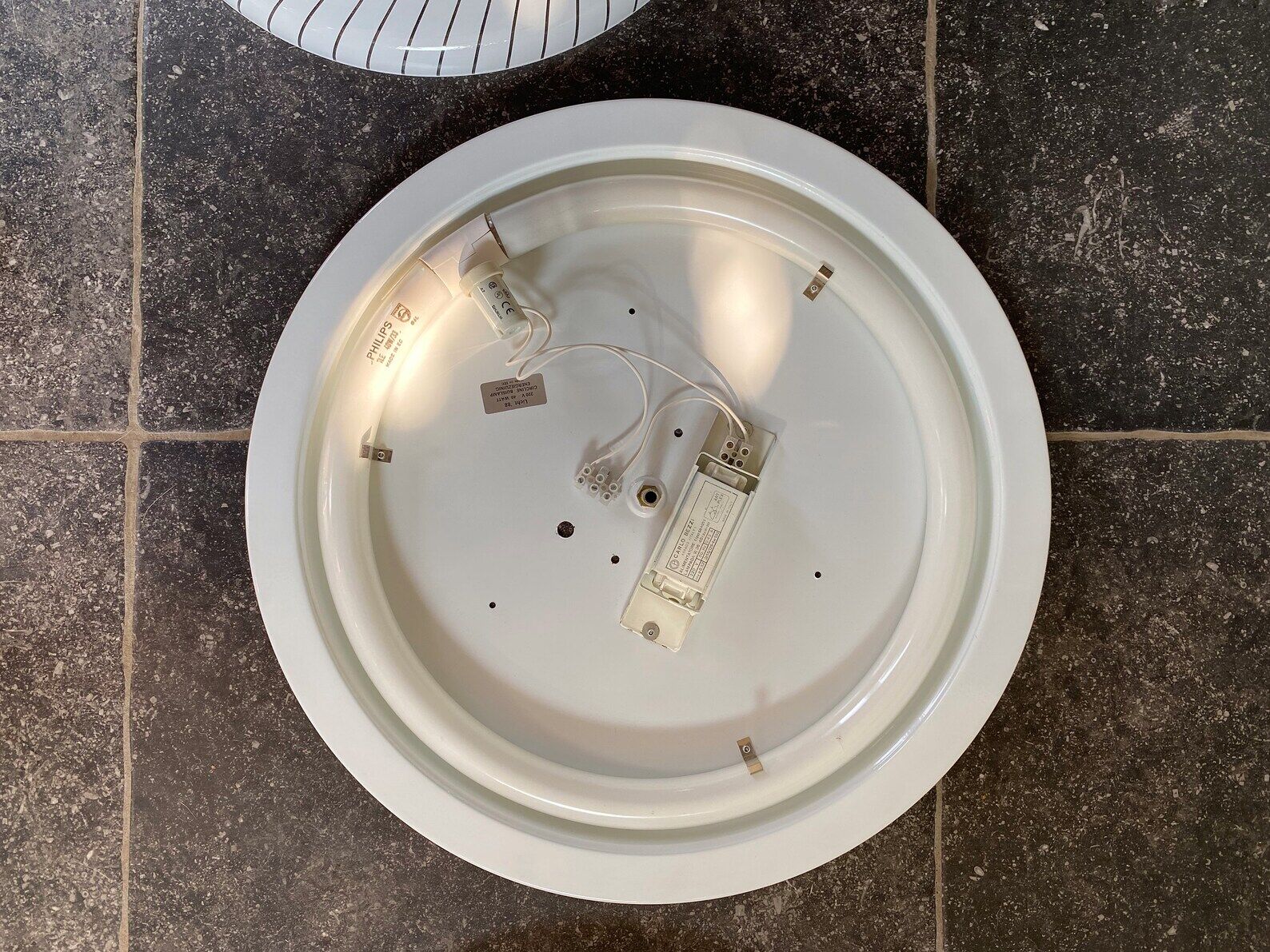 Vintage ceiling lamp with acrylic striped shade