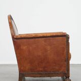 Sheepskin Leather Art Deco Design Armchair