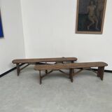 Pair of pine farm benches, 1950s