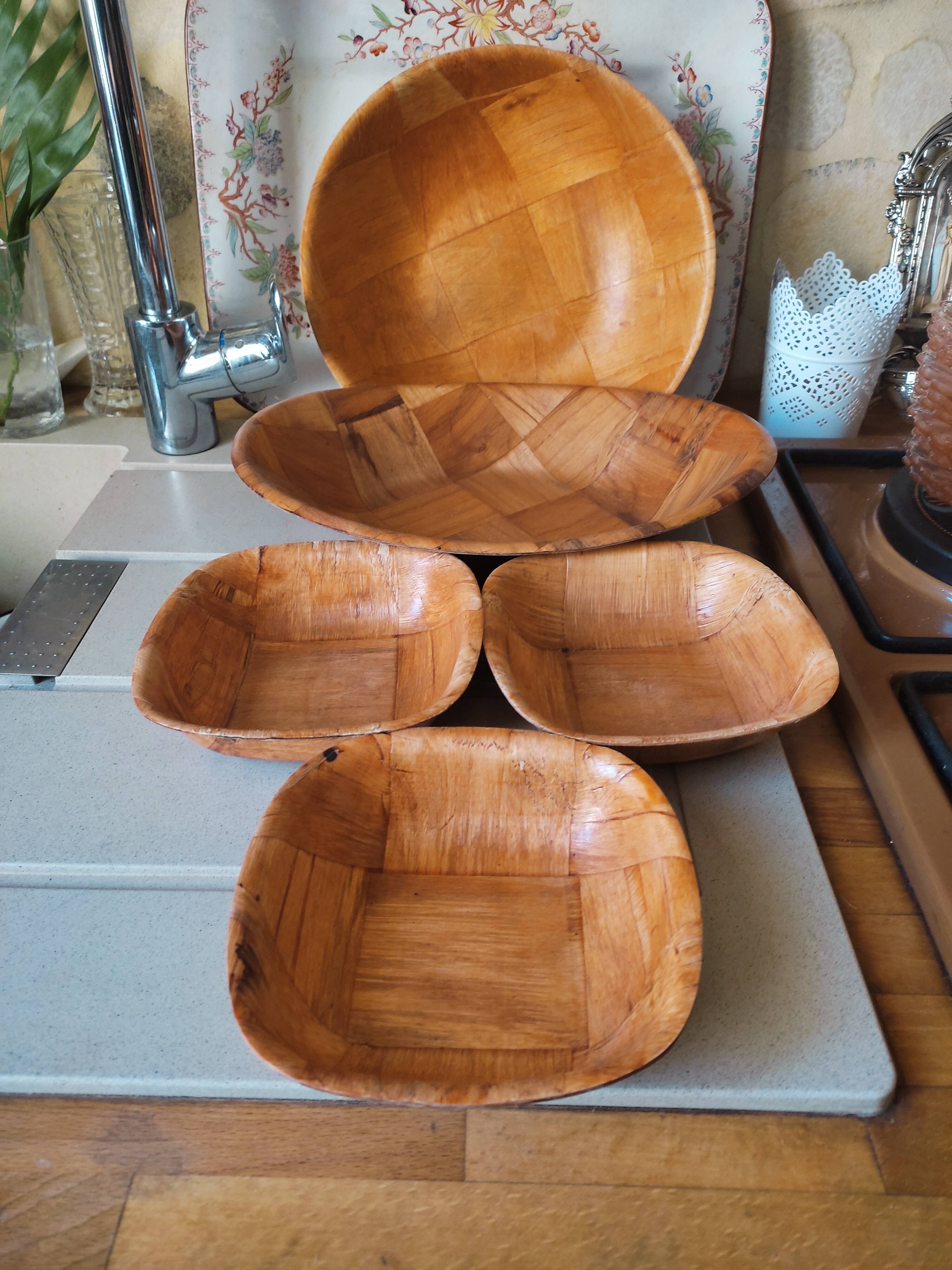 5 dishes in pressed laminated wood