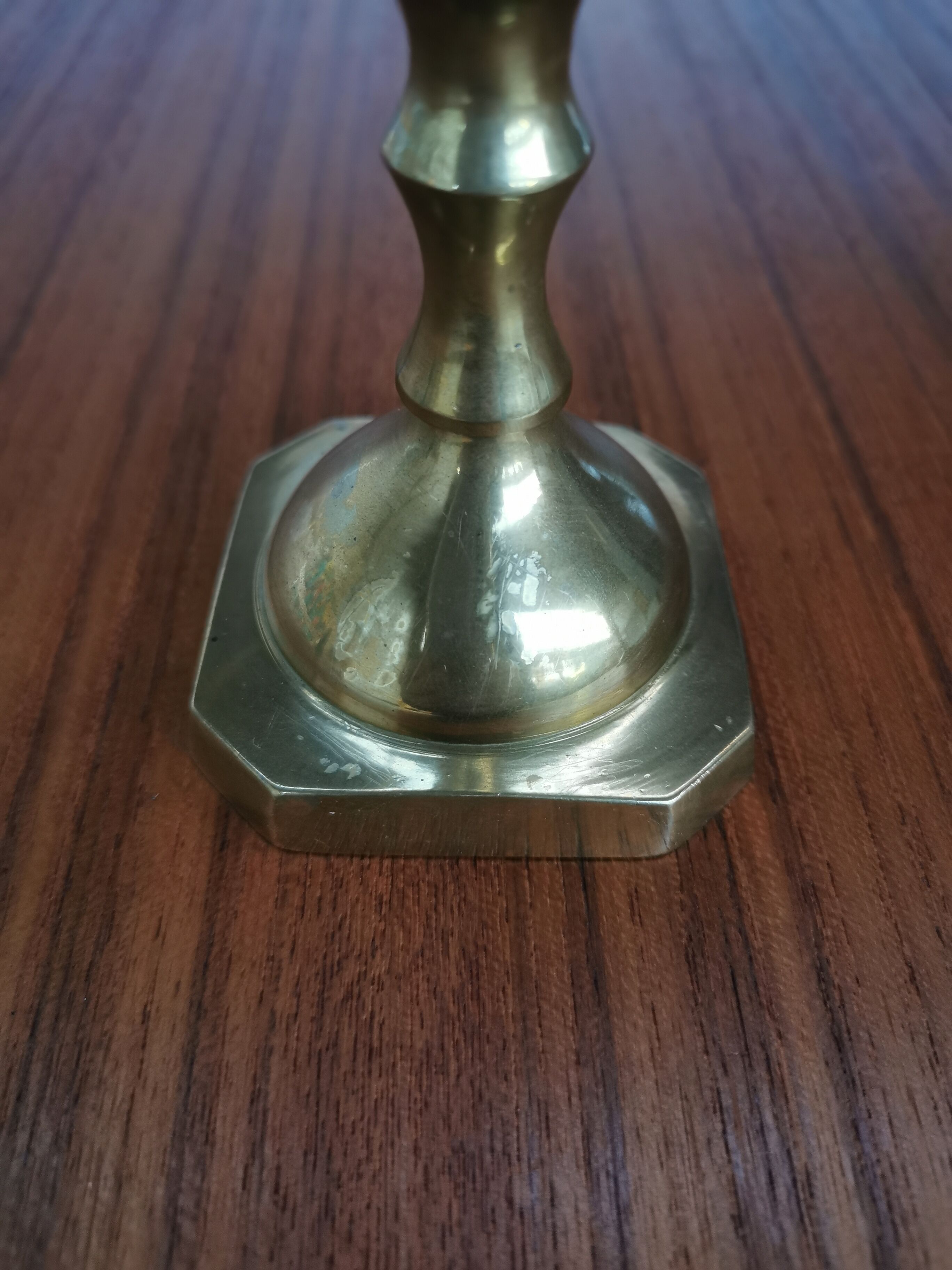 Duo of brass candle holders