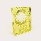 Maxi cendrier en verre jaune transparent et irrégulier