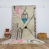 Handmade wool Berber rug 284 x 125 cm