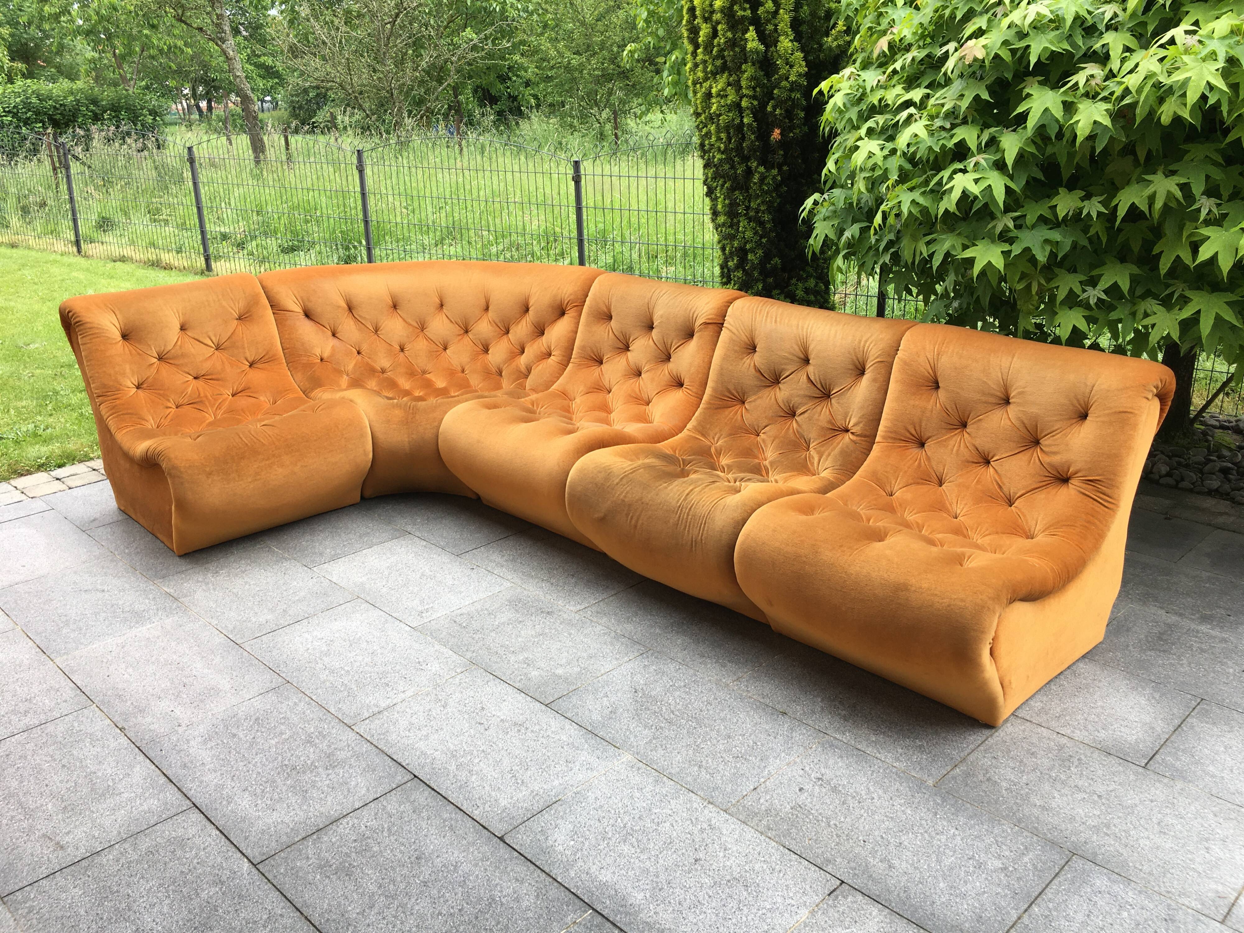 modular velvet sofa from the 70s
