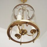 Vintage round brass chandelier Vestibule pendant lamp from the fifties