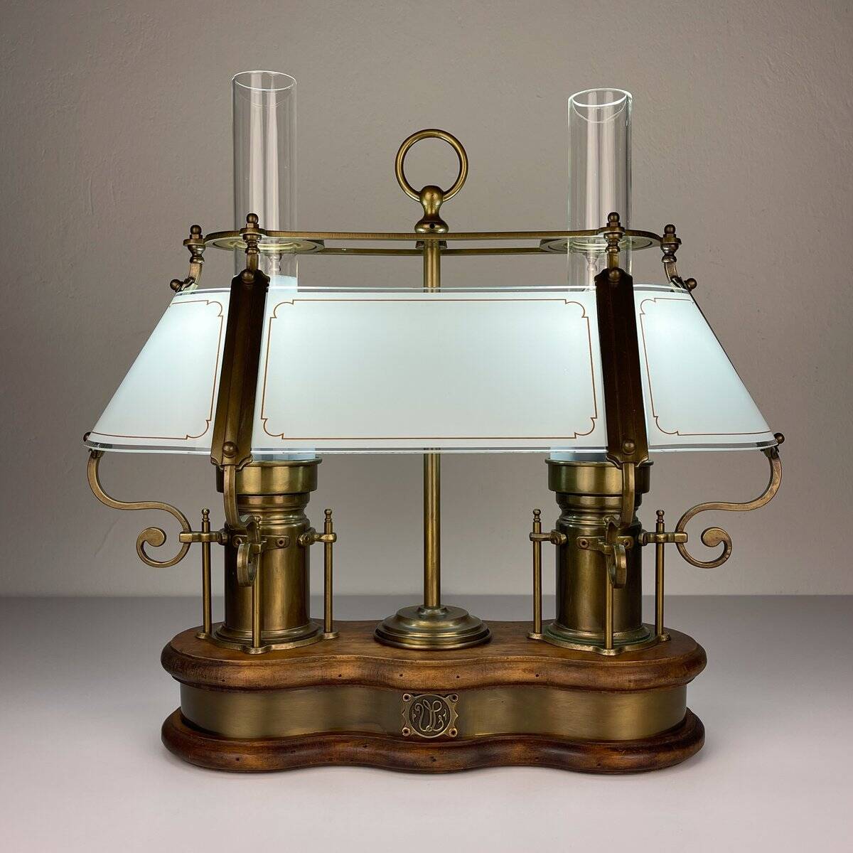 Lampe de table vintage en bois et laiton par Qvist & co, Suède, années 1970