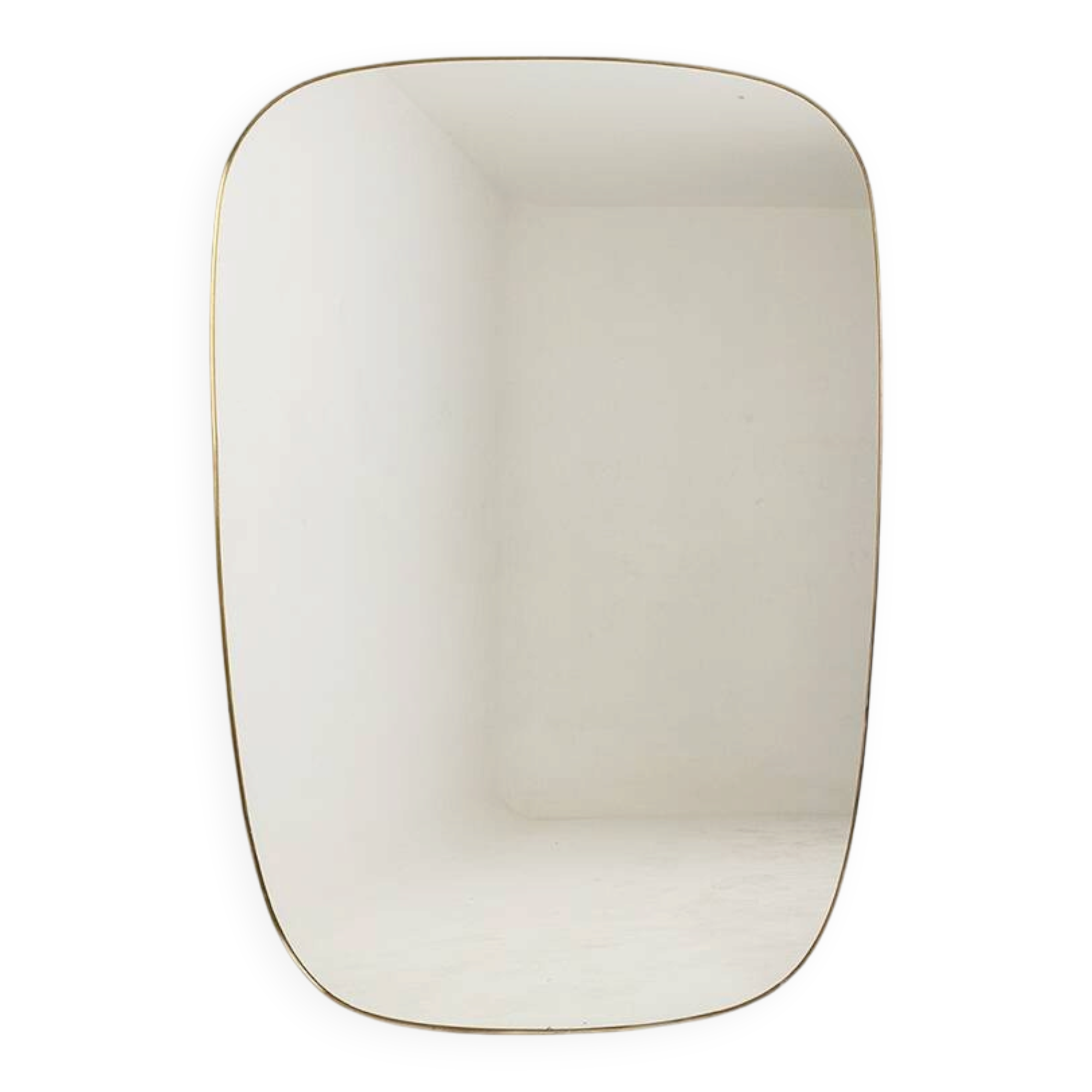 Miroir cerclé de laiton doré. 1980