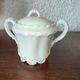 Limoges porcelain coffee maker in Haviland, white milk pot and sugar bowl decorated with leaves