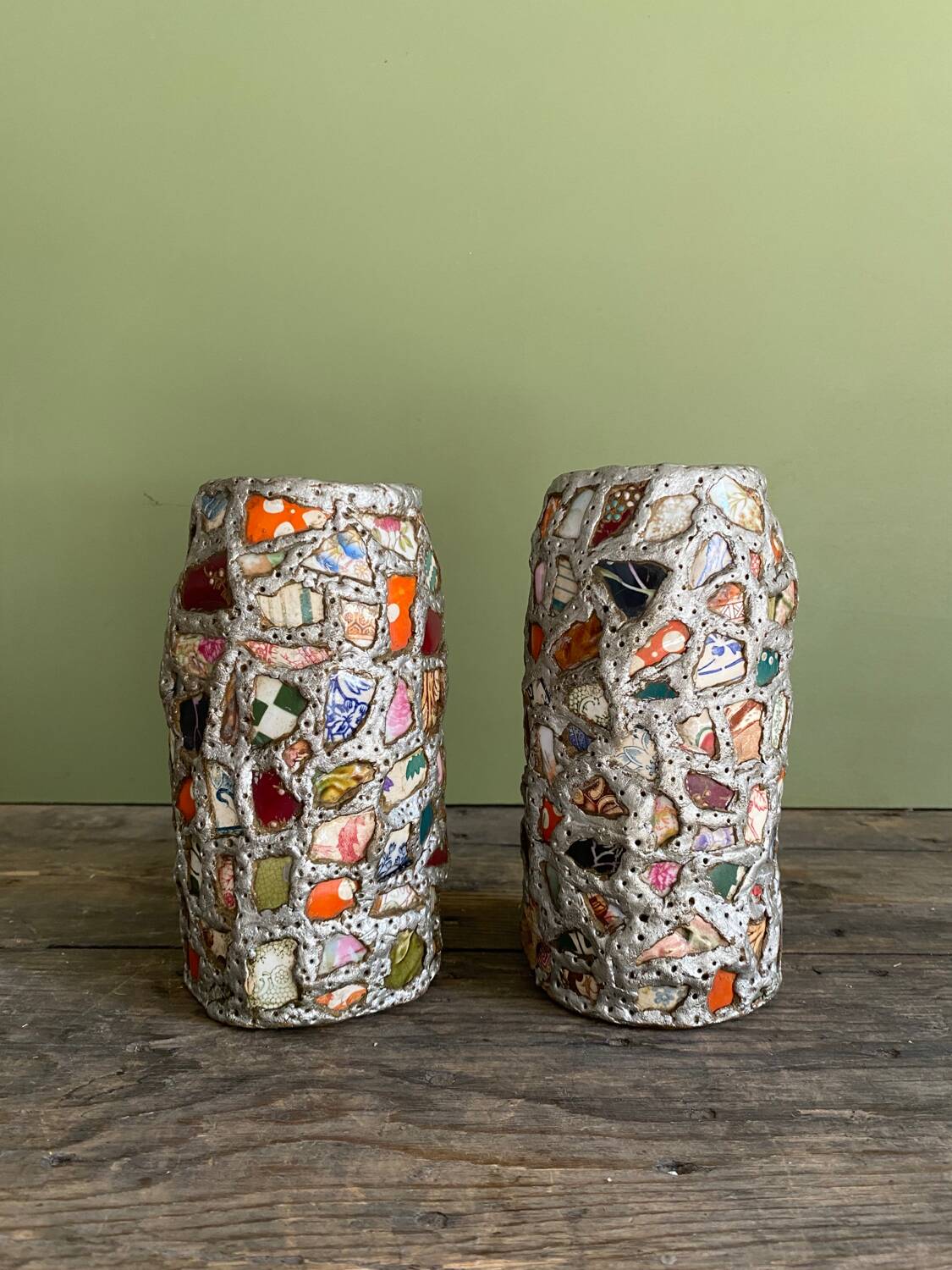 Pair of "Picassiette" vases