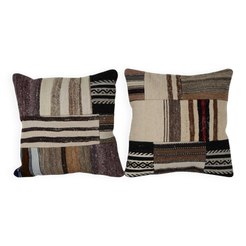 Set of 2 vintage kilim cushion covers 51x51 cm