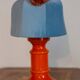 Orange and blue ceramic table lamp with velvet, Italy, 1960s
