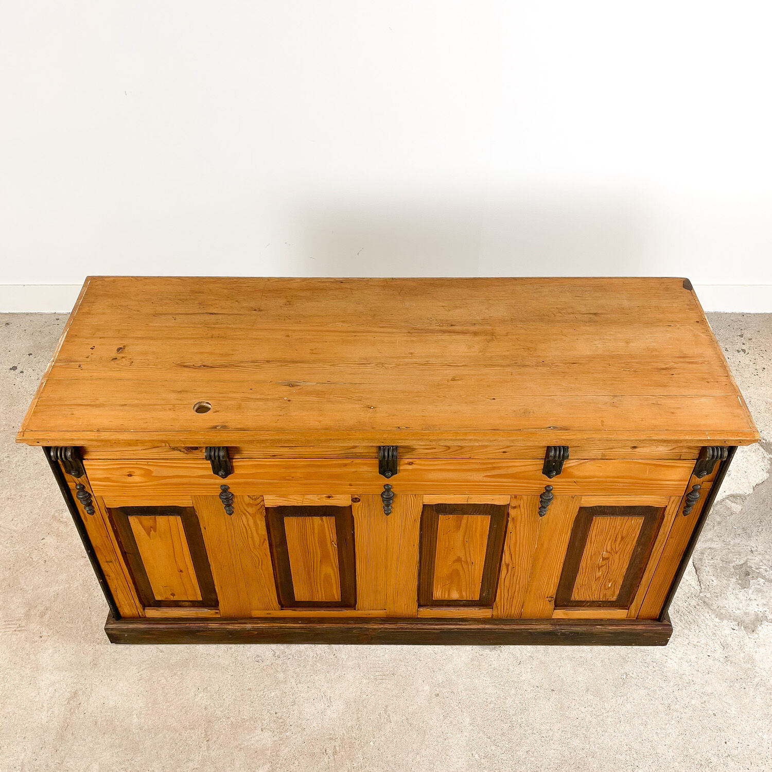 Pine wooden shop counter