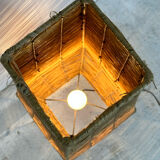 Table lamp in metal and raffia, 50s design