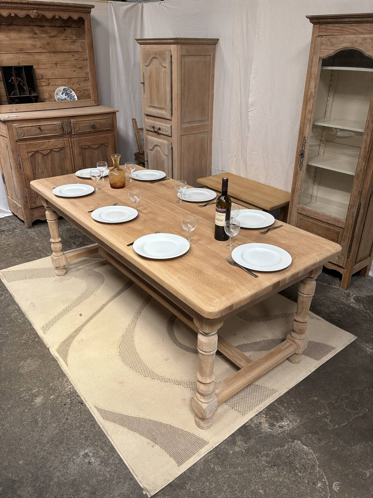 Table de ferme en chêne massif avec rallonges