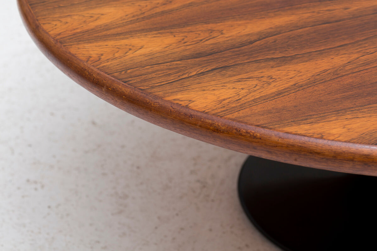 Table basse ronde en palissandre Danemark années 1960