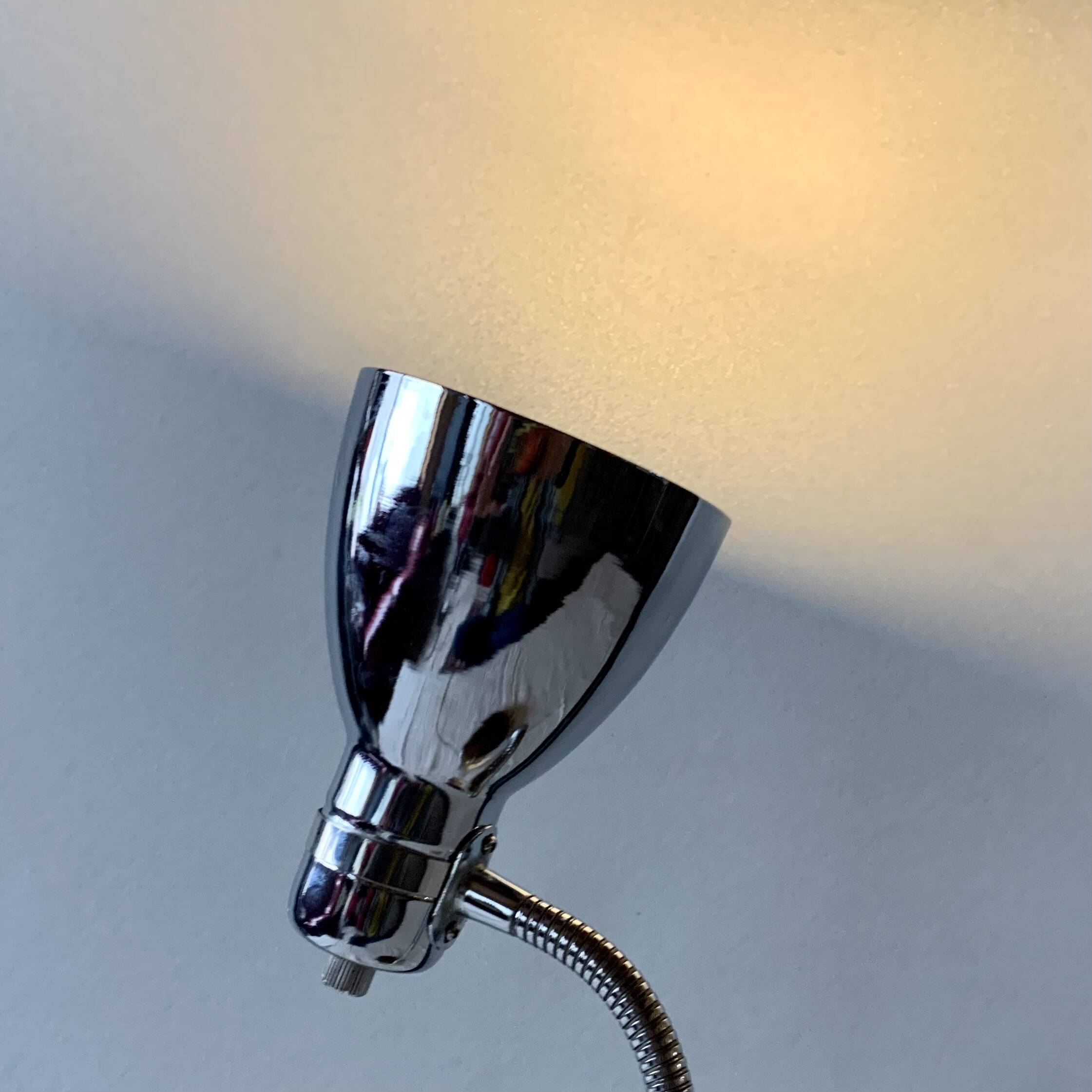 Massive vintage side lamp in chromed metal