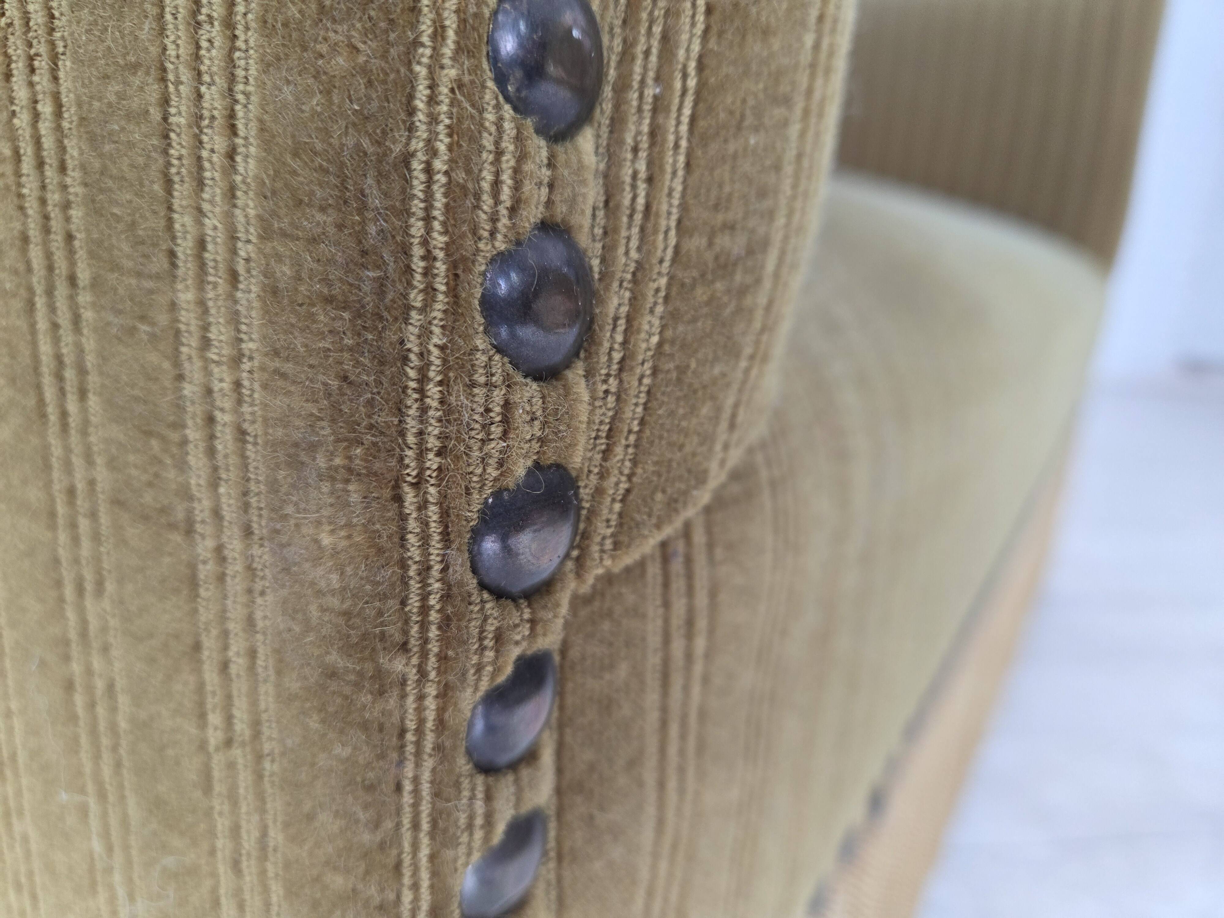 1970s, Danish 2-seater sofa, original green furniture velour.