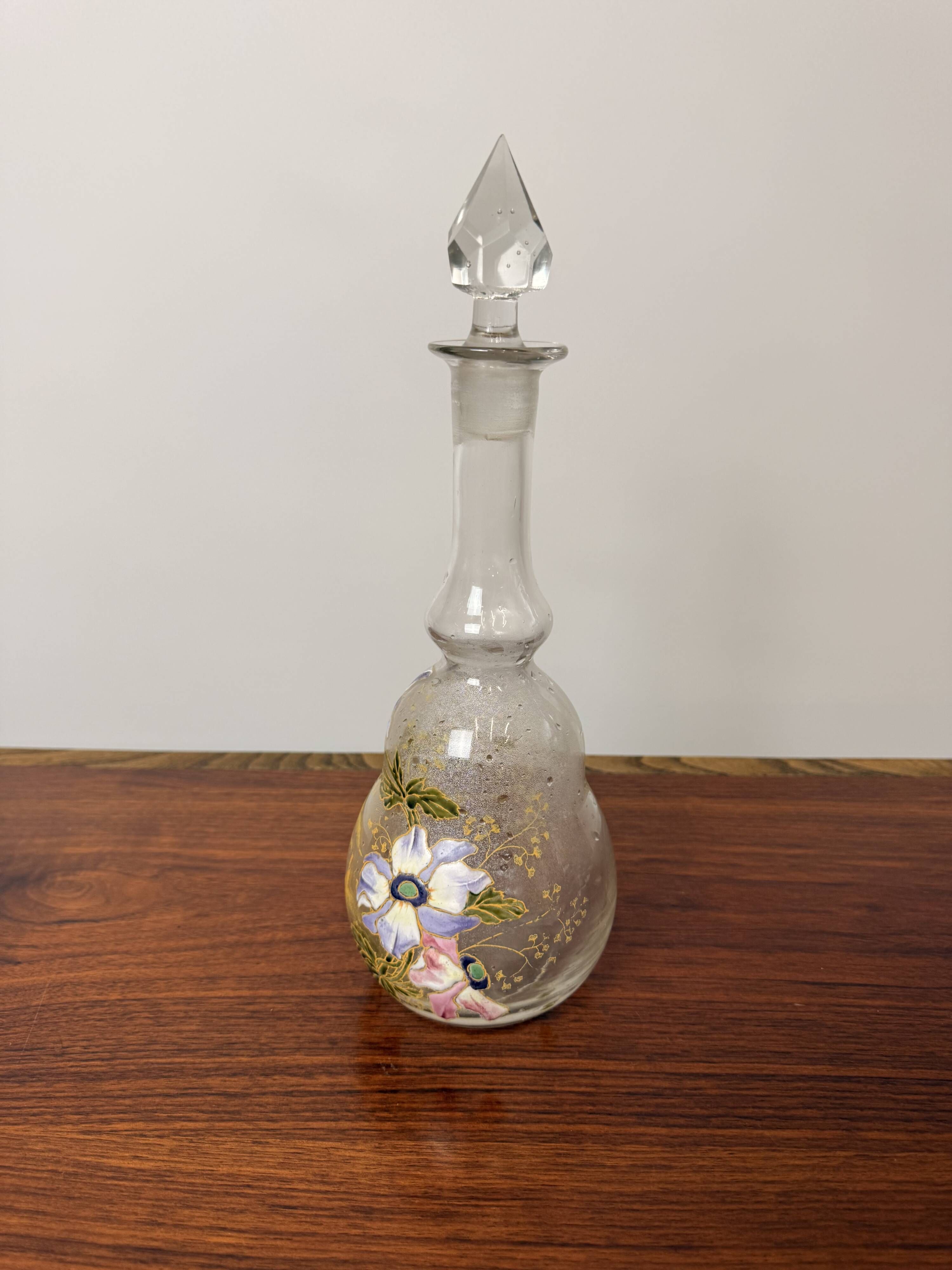 Carafe ancienne Legras – Verre émaillé – Art Nouveau