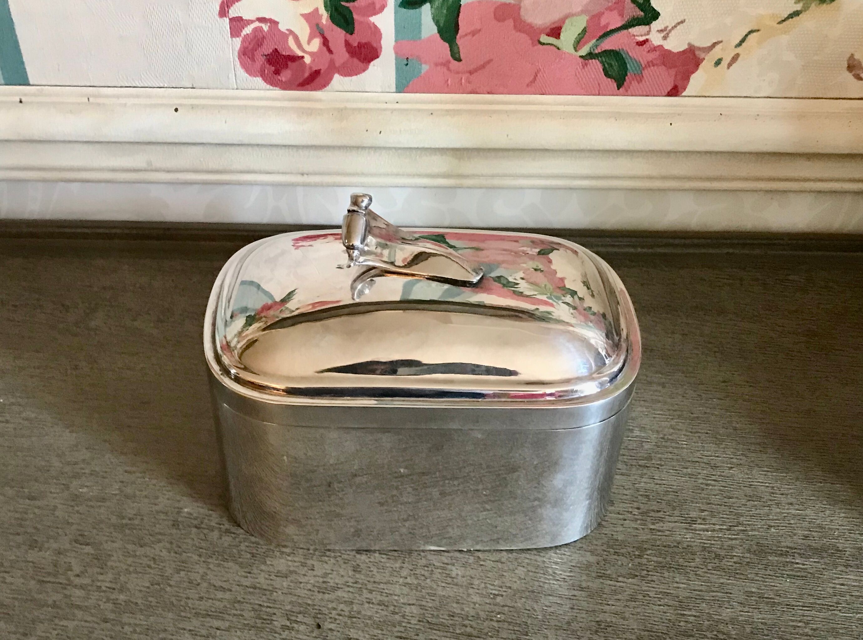Art deco silver metal box
