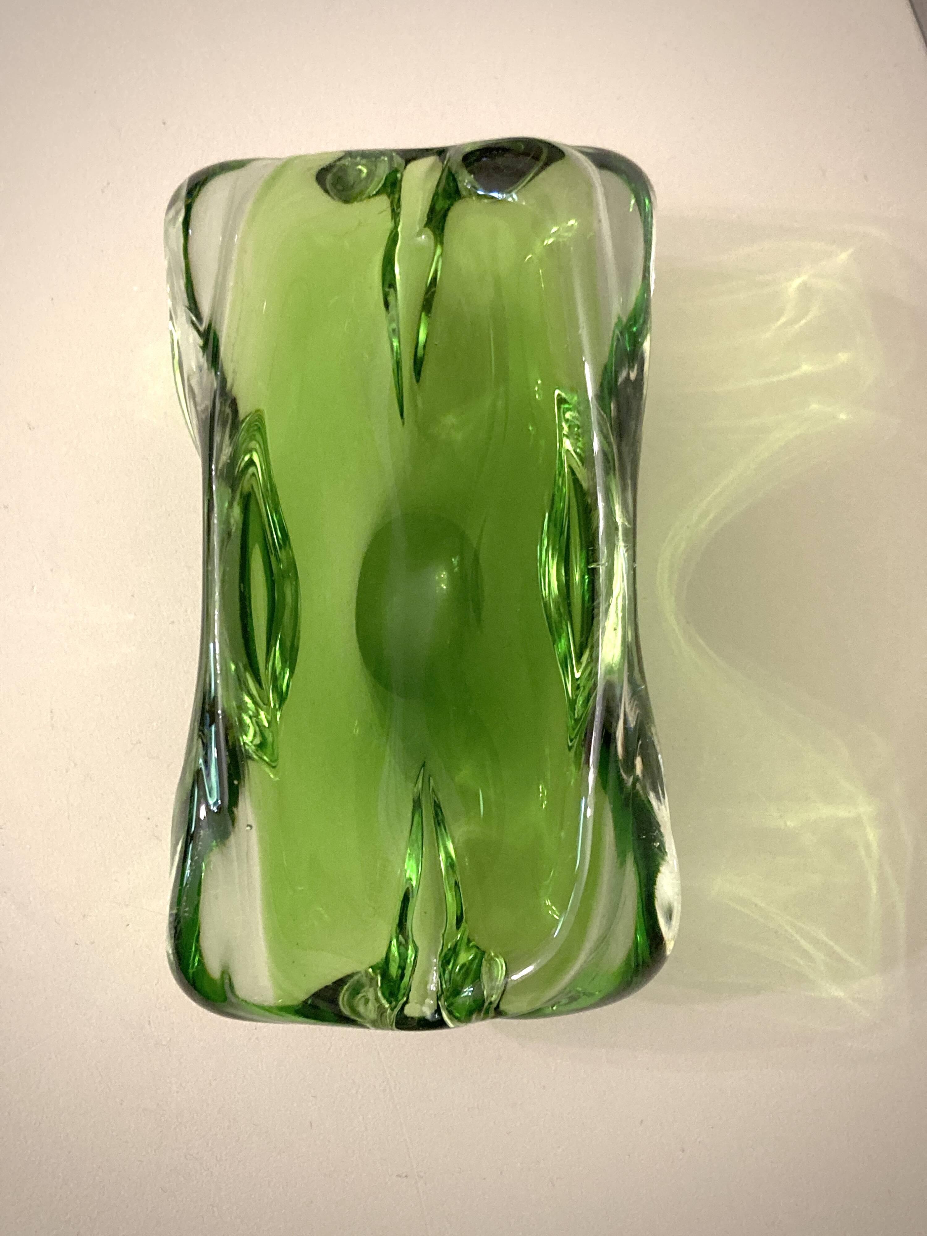 Murano iridescent green pocket tray