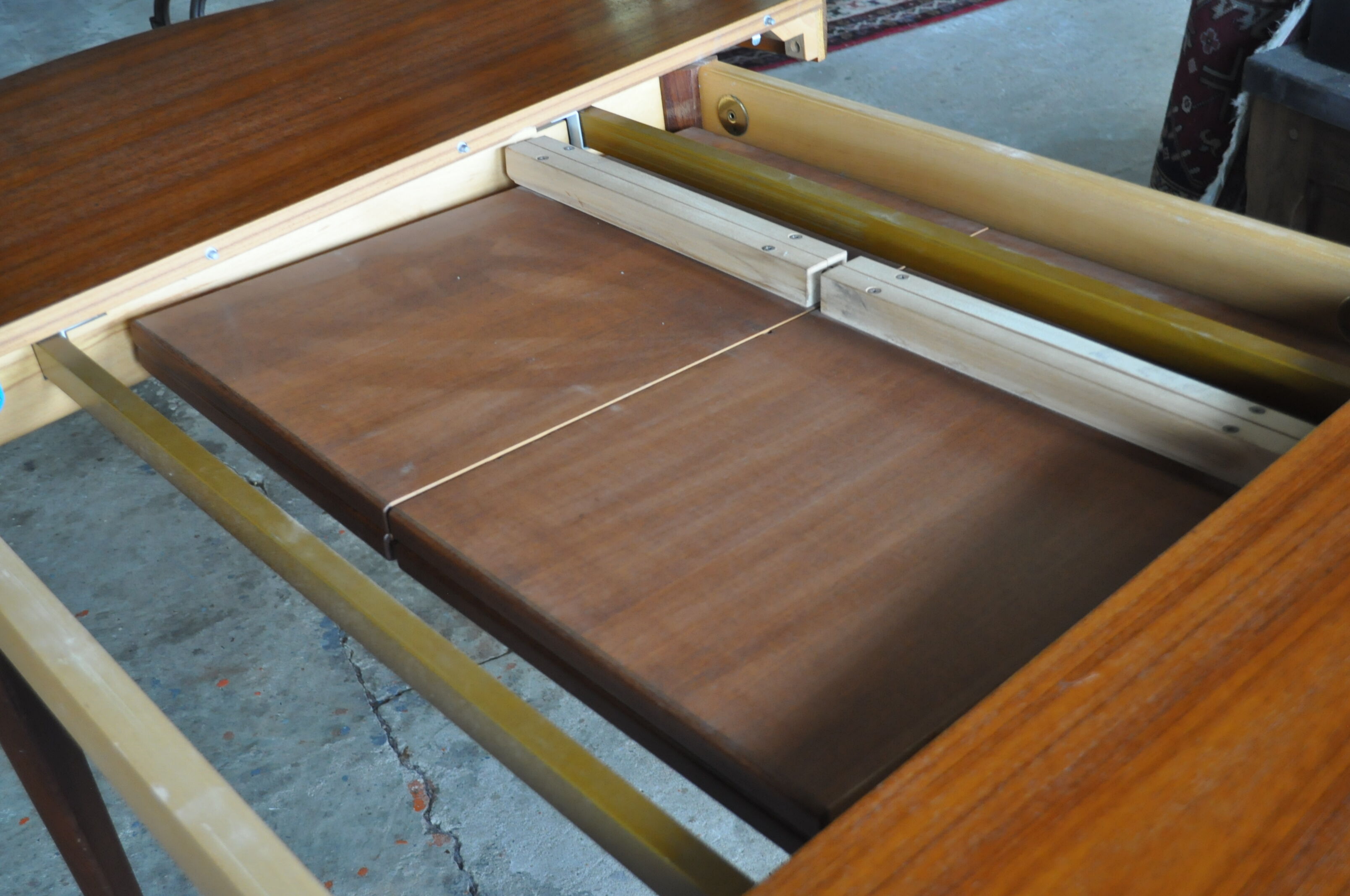 Scandinavian round extending table.