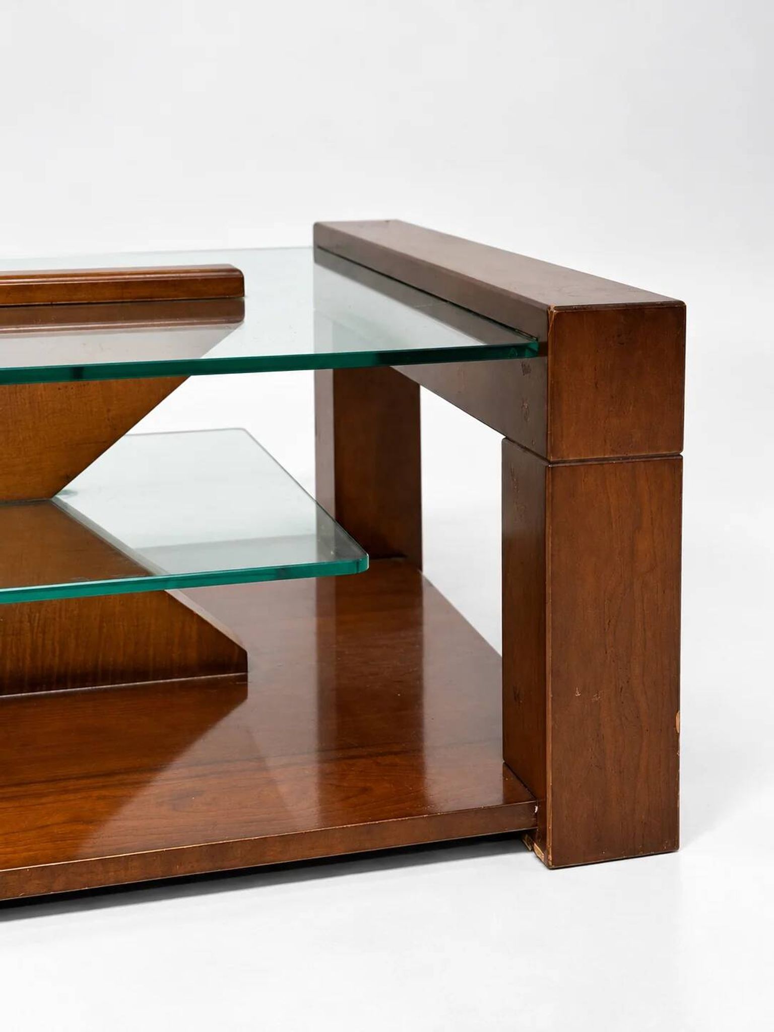 Wood and glass coffee table, 1980s