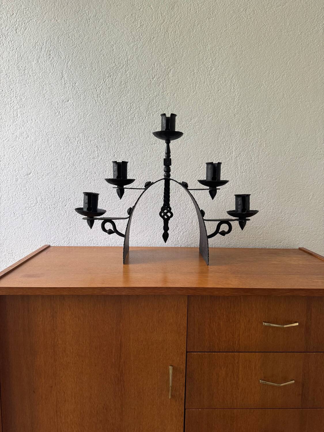 Brutalist wrought iron chandelier from the 60s