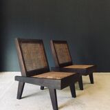 Low Modernist Folding Chairs by Pierre Jeanneret for Chandigarh, India, 1960s, Set of 2