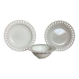 Opaline trio plate and heart bowl