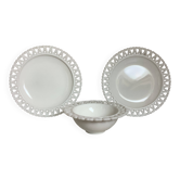 Trio d’opaline assiette et coupelle cœurs