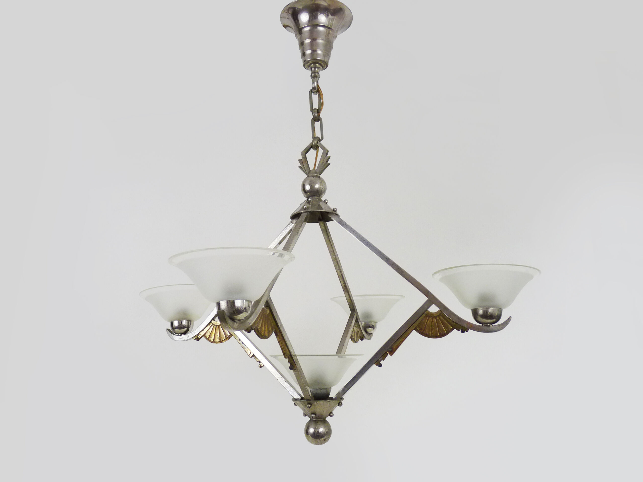 Art Deco chandelier Petitot with 5 lights, Atelier Petitot, year 20