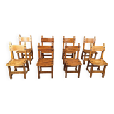 Set of 8 Brutalist Spanish Dining Chairs, 1950s