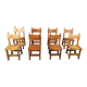 Ensemble de 8 chaises à repas espagnoles brutalistes, années 1950