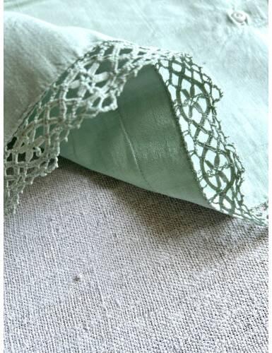 Antique Cotton Pillowcase Dyed in Soft Green